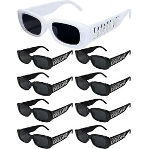 9 Pack Groomsmen Bridesmaids Glasses, Black White Marble Team Groom Bride Wedding Sunglasses Bachelor Party Gifts in Saudi Arabia