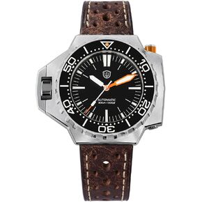 watchdives WD1968 Automatic Dive Watch for Men, 300M Water Resistant Sapphire Crystal Watch, Full Lume Ceramic Bezel BGW9 Luminous, 316L Stainless Steel Mechanical Watch with Leather Strap in Saudi Arabia