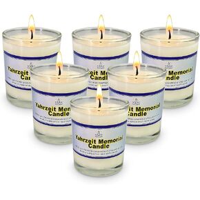 24 Hour Glass Yahrzeit Memorial Candles (6 Pack) – 1 Day Burn Time, Ner Neshama in Glass Tumbler for Yizkor & Yom Kippur Holidays in Saudi Arabia