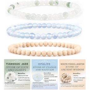 2/3-Pieces 4mm 6mm 8mm Natural Crystal Gemstone – Handmade Reiki Energy Healing Stretch Bracelets Jewelry for Yoga, Meditation, Unisex in Saudi Arabia