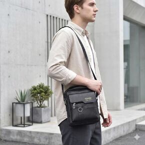 Vintage Sling Bag for Men,PU Leather,Waterproof,Lightweight,Large Capacity Crossbody Chest Bag for Outdoor;Camping;Hiking in Kuwait