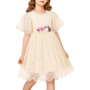 Baby Girl Flower Dress Summer Toddler Dresses Floral Lace Wedding Party Tutu Dresses Pageant Princess Birthday Dress in Saudi Arabia