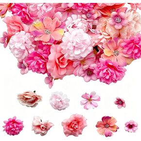 Delphinus Pink Faux Flower Heads, 50 Pack Mini Artificial Flower Heads | For Crafts, Garland, Wedding Party, DIY Home Decoration, Without Wilting or Fading in Saudi Arabia