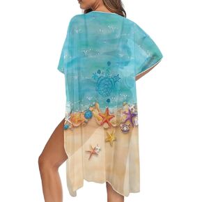 Women's Swimsuit Cover Up Kimono Cover Up Cardigan Short Sleeve Bathing Suit Summer Beach Cardigan in Saudi Arabia