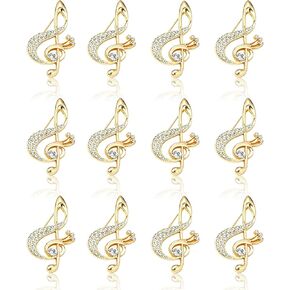 12Pcs Microphone Music Lapel Pin Vintage Gold Musical Notes Pins for Hats Scarves Dresses Bags Teachers Christmas Gift Music Lovers Accessories in Saudi Arabia