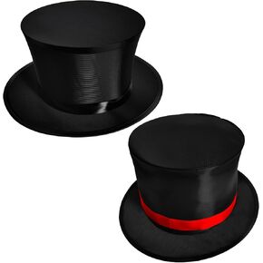 2 Pcs Black Folding Top Hat Magician Collapsible Hat Magic for Adult Halloween Cosplay Costume Accessory Party Show, 2 Style in Saudi Arabia