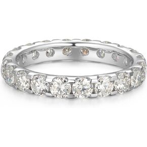 925 Sterling Silver Moissanite Eternity Band Rings for Women, 2mm & 3mm Round Cut Stones, Stackable Dainty Promise Wedding Engagement Ring, Moissanite Wedding Band for Women in Saudi Arabia