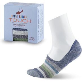 Marcoliani Milano Made in Italy - No Show Socks for Men - Always Stay Up | Essence of Linen Rainbow Stripe Invisible Touch in Kuwait