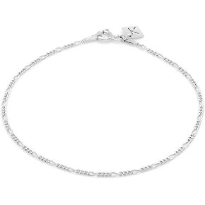 KEZEF Sterling Silver, 14k Gold Plated Silver & Rose Gold Plated Silver Figaro Chain | Fine Diamond Cut 1.5mm Bracelet & Anklet for Women, Girls and Men in Saudi Arabia