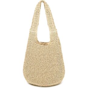Women Straw Beach Bag Summer Soft Large Woven Shoulder Handbag, Handmade Crochet Tote Bag, Boho Woven Straw Bag in Saudi Arabia