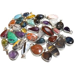 Handmade 10 Pcs Natural Crystal & Gemstone Pendant Set for Necklaces, Vintage Boho Pendants Pack for Women in Saudi Arabia