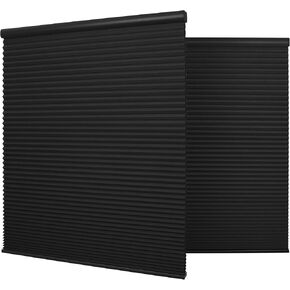 Boolegon Blackout Cellular Shades Cordless Windows Color-Matched Honeycomb Blinds Hidden Mounting 1.5 Inches Single Cell Cellular Blinds for Home, Blackout-Black, 16" W x 56" H in Saudi Arabia
