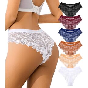 Womens Sexy Thongs Underwear Lace Panties See Through No Show Underwear Soft Breathable Stretch Ladies Panty 6-Pack in Saudi Arabia