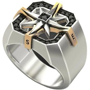 925 Sterling Silver Nautical Compass Ring for Men Viking Sailor's Compass Men's Ring Vintage Pirate Sailor Amulet Ring Size 8-13.11 in Saudi Arabia
