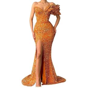 Sequin Prom Dresses 2026 Sparkly One Shoulder Mermaid Evening Gonws Formal Party Bridesmaid Dresses for Wedding in Saudi Arabia