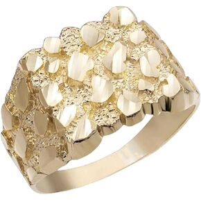 HIGH-END 14K GOLD PLATED BRASS GOLDEN NUGGET DESIGN MEN'S PINKY RING HIP HOP RAPPER STYLE LUXURY SIZE 8/9 /10/11 / 12 in Saudi Arabia