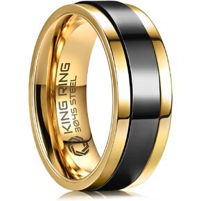 King Ring 8mm Ultra Polished Spinner Rings – Premium Shiny Flat Stainless Steel Fidget Rings for Men & Women – Designed in USA in Saudi Arabia