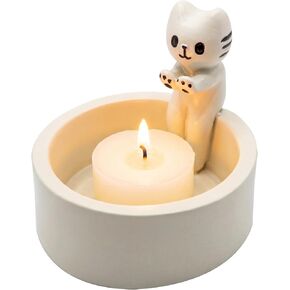 Cute Cat Shaped Candle Holder, 3D Kitten Figurine Candle Holder for Table Decor, Resin Cat Candle Holder for Home Decor, Cat Themed Gift for Cat Lovers, Pillar Candle Holder for Indoor. (W-01) in Saudi Arabia