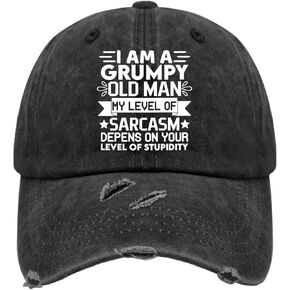 I Am A Grumpys Old Man My Level of Sarcasm Depens On Your Level of Hat for Women Washed Distressed Baseball Cap Soft Washed Dad Hats Cotton in Saudi Arabia