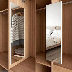 brisafe Sliding Mirror for Closet, Pull Out & Retractable Full Length Wardrobe Mirror, 90° Rotating Unbreakable Non-Glass Nanomirror, No-Drill Hidden Cabinet Mirrors for Bedroom (47" x 12", White) in Saudi Arabia