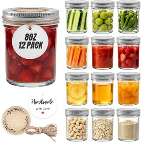 4 Pack 4 oz Small Mason Jars, Small Glass Jars with Airtight Lids, Mini Canning Jars for Jam Honey Spice DIY Gift and Party Favors, Includes Labels, String & Handmade Tags in Saudi Arabia