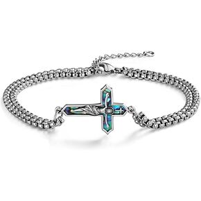 Crucifix Bracelets 925 Sterling Silver Jesus Cross Bracelets for Men Christian Jewelry Gifts in Saudi Arabia