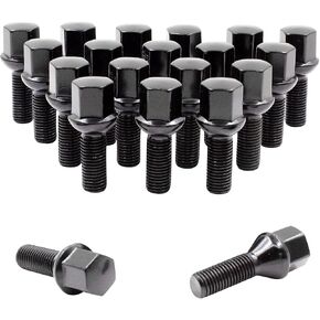 Wheel Accessories Parts Set of 20 Black 12x1.5 Lug Bolts Ball Seat (R12) 24mm Shank Length, M12 1.5 Thread, 17mm Hex Wheel Lug Bolts with Dual Hex Key (20, Black, M12x1.5) in Saudi Arabia