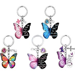5PCS Butterfly Keychain for Women, Multiple Colors, Decorative Accessories for Keys and Bags, Gift Ideas for Friends and Family, Pink Blue Purple Gradient Color Options in Saudi Arabia