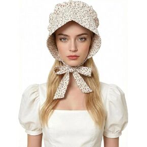 Vintage Costume Hat, Colonial Bonnet Cap with Flower Pattern in Saudi Arabia