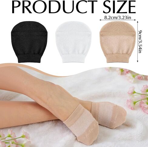 12 Pairs Toe Socks Womens for Mules, Cotton Half Socks No Show Invisible Non-slip Liners for Clogs White, Black, Skin in Kuwait