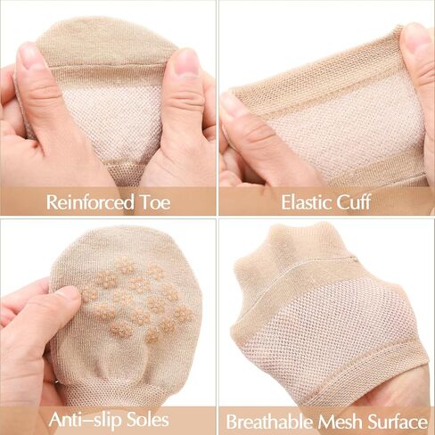 12 Pairs Toe Socks Womens for Mules, Cotton Half Socks No Show Invisible Non-slip Liners for Clogs White, Black, Skin in Kuwait