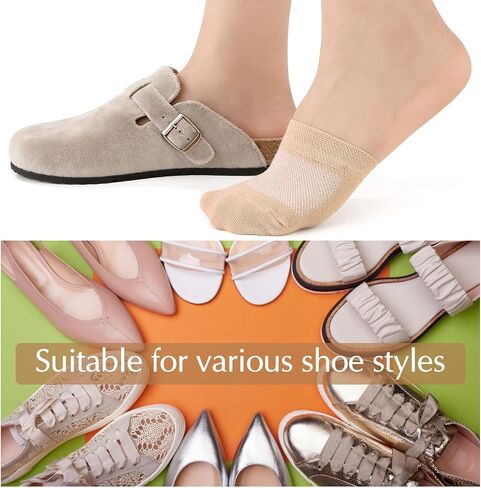 12 Pairs Toe Socks Womens for Mules, Cotton Half Socks No Show Invisible Non-slip Liners for Clogs White, Black, Skin in Kuwait