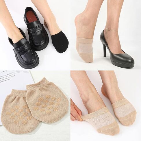 12 Pairs Toe Socks Womens for Mules, Cotton Half Socks No Show Invisible Non-slip Liners for Clogs White, Black, Skin in Kuwait