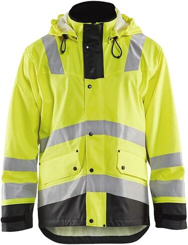 BLAKLADER Men's 4312 Hi-vis Windproof Waterproof Ventilated Rain Jacket with Welded Seams & Removable Adjustable Hood in Saudi Arabia