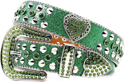 Glittered Belt Jeans Waistband Punk Rivets Studded Belt Jeweled Heart Waistband for Street Player Club Party Wear in Saudi Arabia