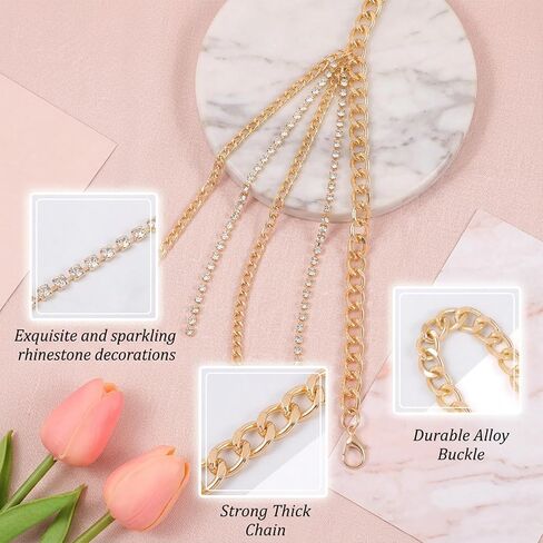 Molain Gold Waist Chain Belt for Women, Multilayer Sparkly Rhinestones Body Belly Waist Chain Belts Elegant Jewelry Accessories Body Decorate for Dresses Jeans Skirts Trouser in Saudi Arabia