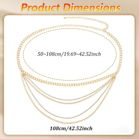 Molain Gold Waist Chain Belt for Women, Multilayer Sparkly Rhinestones Body Belly Waist Chain Belts Elegant Jewelry Accessories Body Decorate for Dresses Jeans Skirts Trouser in Saudi Arabia