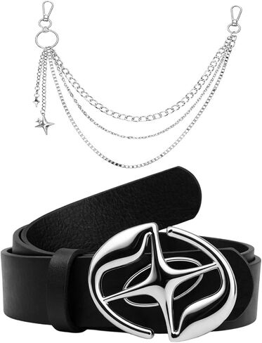 Y2K Star Belt Pants Layer Chain Gothic Punk Black Belts Faux Leather Goth Streetwear Waist Set Men Women in Saudi Arabia