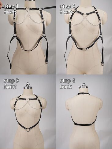 Punk Leather Harness Belt for Women, Goth Chain Waist Belt Rave Fashion Body Harness Adjustable Halloween Party Accessories (Waist 28.3-37.8in) in Saudi Arabia