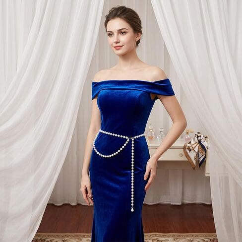 Pearl Belts for Women Pearl Waist Chain White Pearls-Body-Chain with Rhinestone Buckle Tassel Design Elegant Bride Waist Chain Belt for Dress Skirts Jeans Bridal and Wedding Dresses in Kuwait