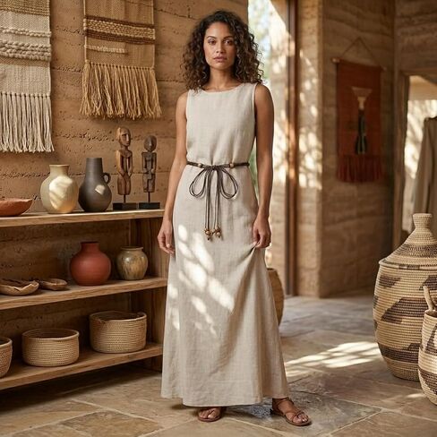 Brown Boho Beaded Belt Thin Woven Braided Wax Rope Simple Minimalist Tie Waist Belt for Women Warm-Weather Festival Dresses, Skirts Outfits in Saudi Arabia