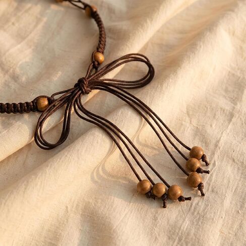 Brown Boho Beaded Belt Thin Woven Braided Wax Rope Simple Minimalist Tie Waist Belt for Women Warm-Weather Festival Dresses, Skirts Outfits in Saudi Arabia