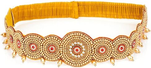 VAMA Indian Traditional Maggam Work Cloth Saree Waist Hip Belt Stretchable Sontada Patti Vadanam Kamarpatta Kamarband For Women (Red Kamarbandh) in Saudi Arabia