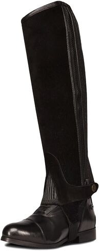 Ovation womens Black Ribbed Suede Leather Durable Lightweight Adjustable Breathable Horse Riding Half Chap in Saudi Arabia