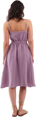 Amazhiyu Womens Summer Spaghetti Strap Sleeveless Midi Wrap Dress with Pockets Purple, X-Large in Kuwait