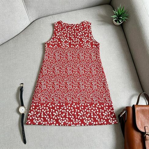 Women's Floral Print Sleeveless Dress, V-Neck Ruffle Hem Loose Casual Tank Dress in Kuwait