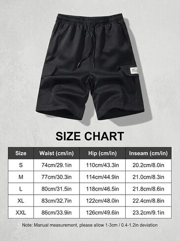 Men's Cargo Shorts Elastic Drawstring Waist Casual Loose Fit Shorts with Multi Pockets in Kuwait
