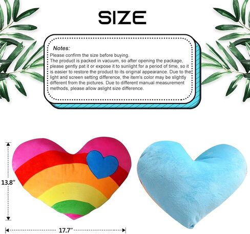 17.7"X13.8"Heart Pillow Stuffed Rainbow Heart Shaped Throw Pillow Plush Toy Gifts in Saudi Arabia