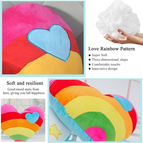 17.7"X13.8"Heart Pillow Stuffed Rainbow Heart Shaped Throw Pillow Plush Toy Gifts in Saudi Arabia