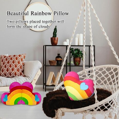 17.7"X13.8"Heart Pillow Stuffed Rainbow Heart Shaped Throw Pillow Plush Toy Gifts in Saudi Arabia